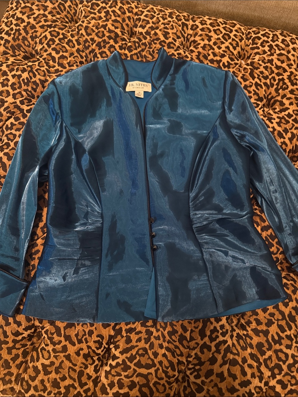 J.R. Nites Teal Satin Women's Blazer